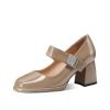 Mocassins femme à talon vernis taupe
