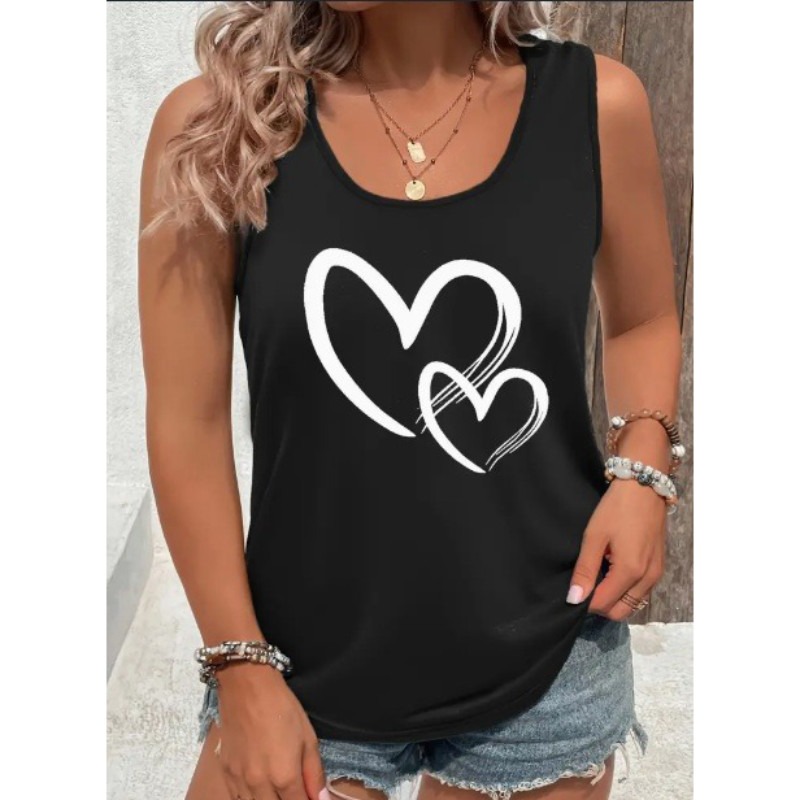 débardeur femme imprimé coeur