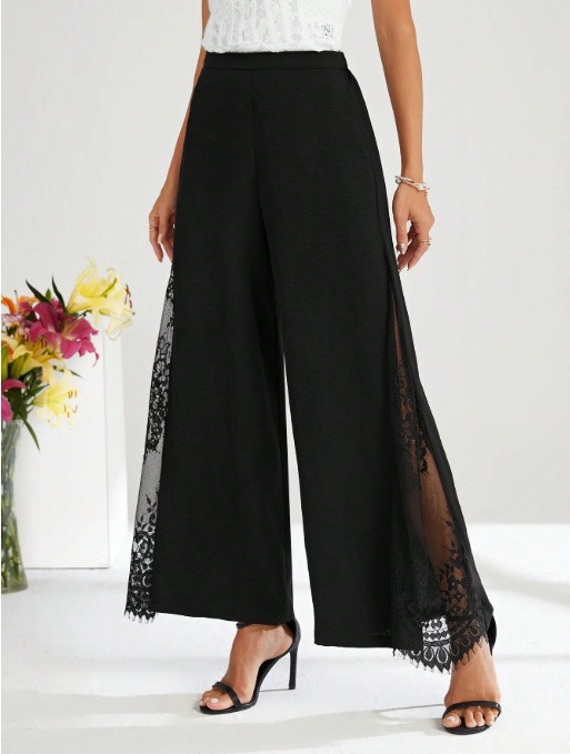 pantalon femme ample avec dentelle