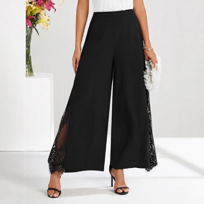 pantalon femme ample avec dentelle