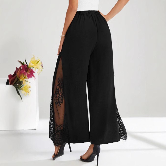 pantalon femme ample avec dentelle