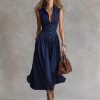 robe longue sans manches avec col