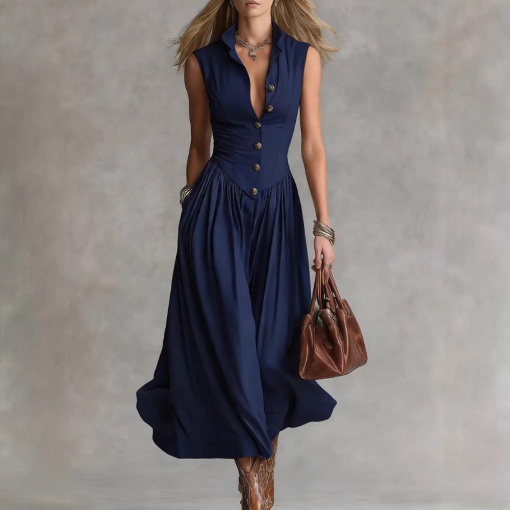 robe longue sans manches avec col