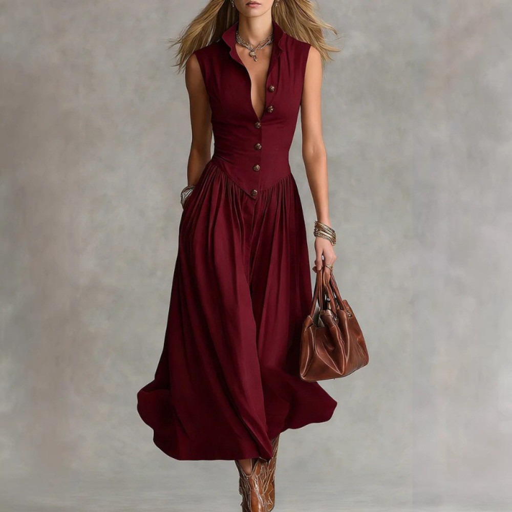 robe longue sans manches avec col