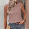Debardeur léger pour femme col V boutonné rose poudré