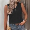 Debardeur léger pour femme col V boutonné jaune noir
