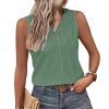 Debardeur léger pour femme col V boutonné vert