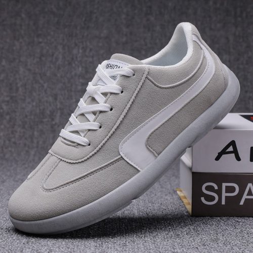baskets en daim bicolores gris 3
