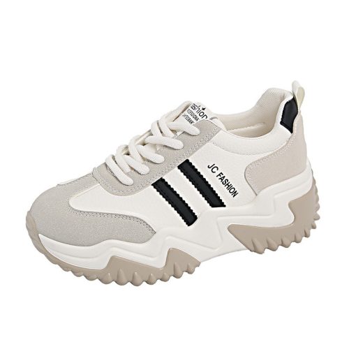 baskets femme à semelles compensées beige
