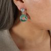 boucle d'oreille résine façon émeraude argent