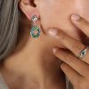 boucle d'oreille résine façon émeraude argent 2