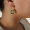 boucle d'oreille résine façon émeraude dore