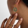 boucle d'oreille résine façon émeraude dore 2