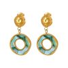 boucle d'oreille résine façon émeraude dore 3