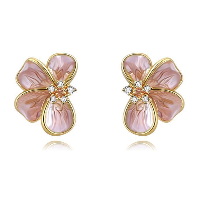 boucles d’oreilles fleurs en argent sterling 925 rose 3