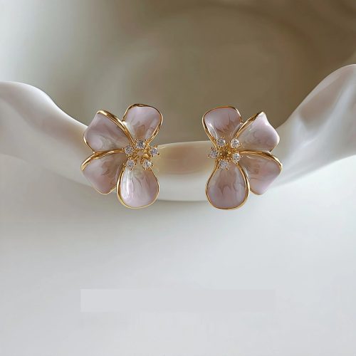 boucles d’oreilles fleurs en argent sterling 925 rose