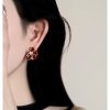 boucles d’oreilles fleurs en argent sterling 925 rouge