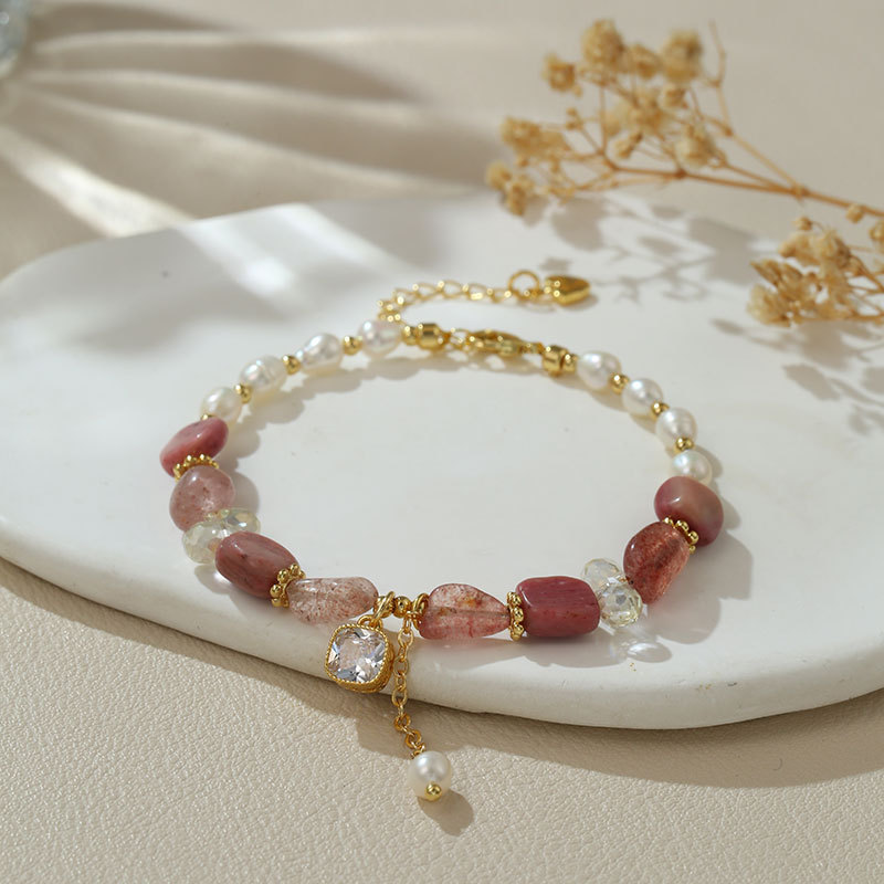 bracelet pierres naturelles cristal rose