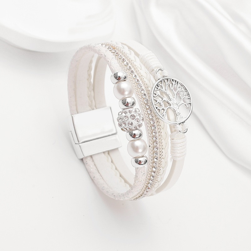 bracelet tressé arbre de vie blanc
