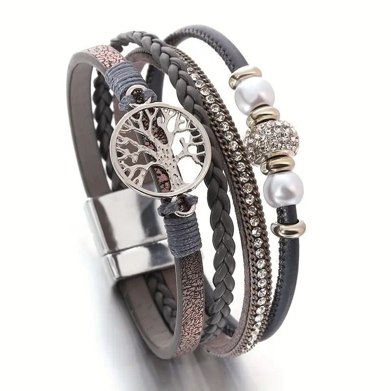 bracelet tressé arbre de vie marron 2