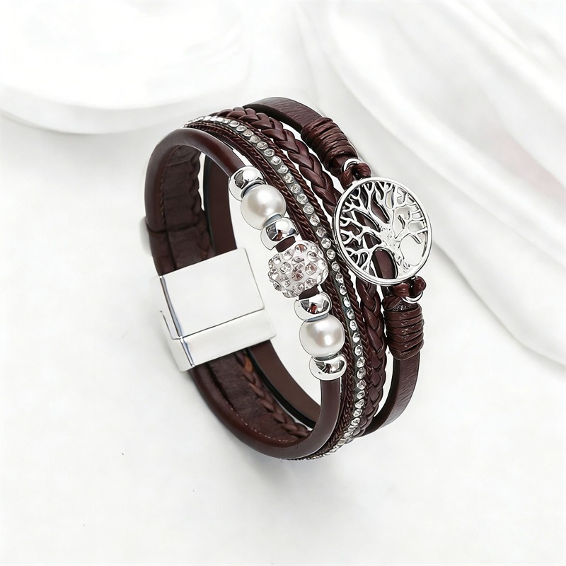 bracelet tressé arbre de vie marron