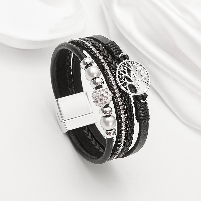 bracelet tressé arbre de vie noir