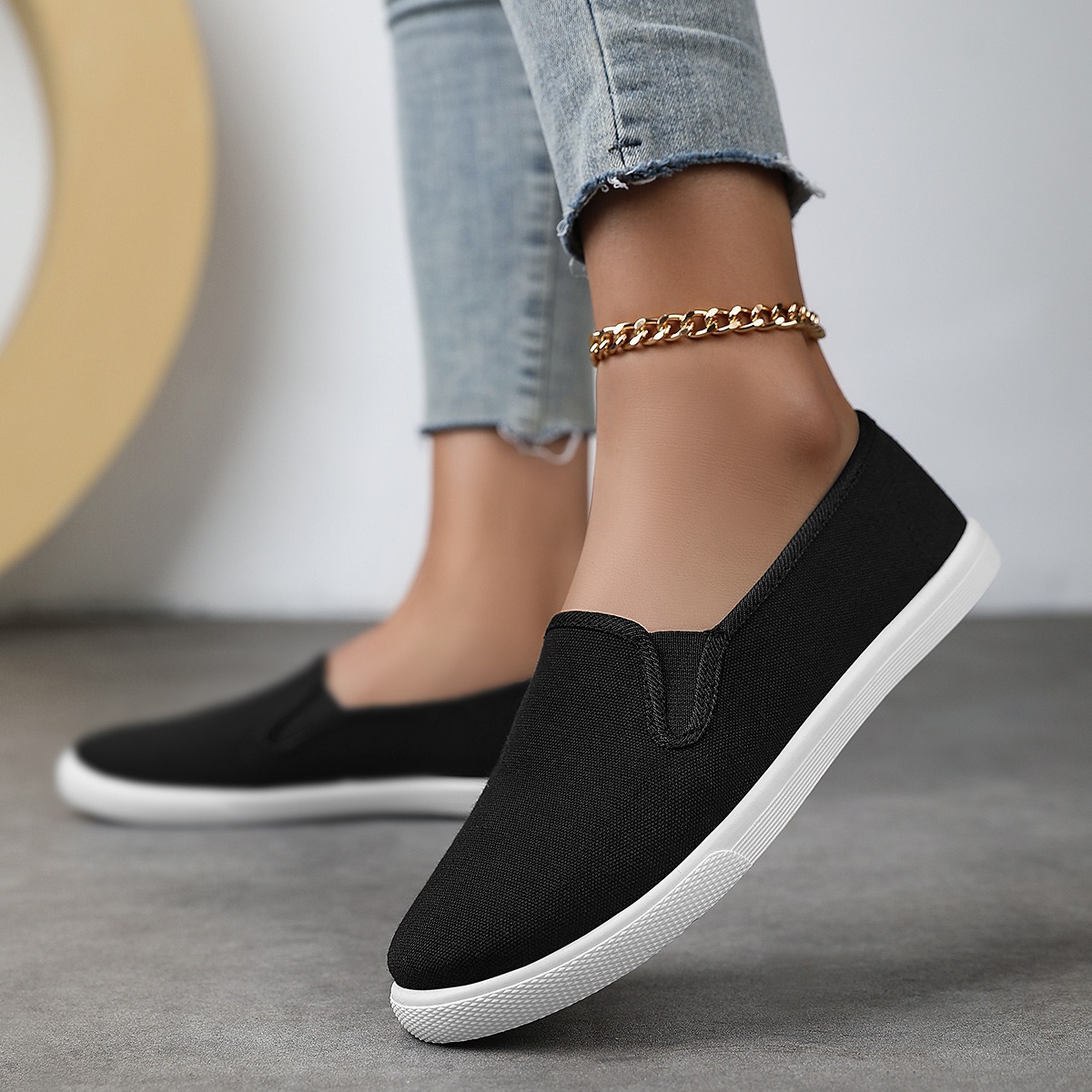 chaussures en toile pour homme ou femme noir