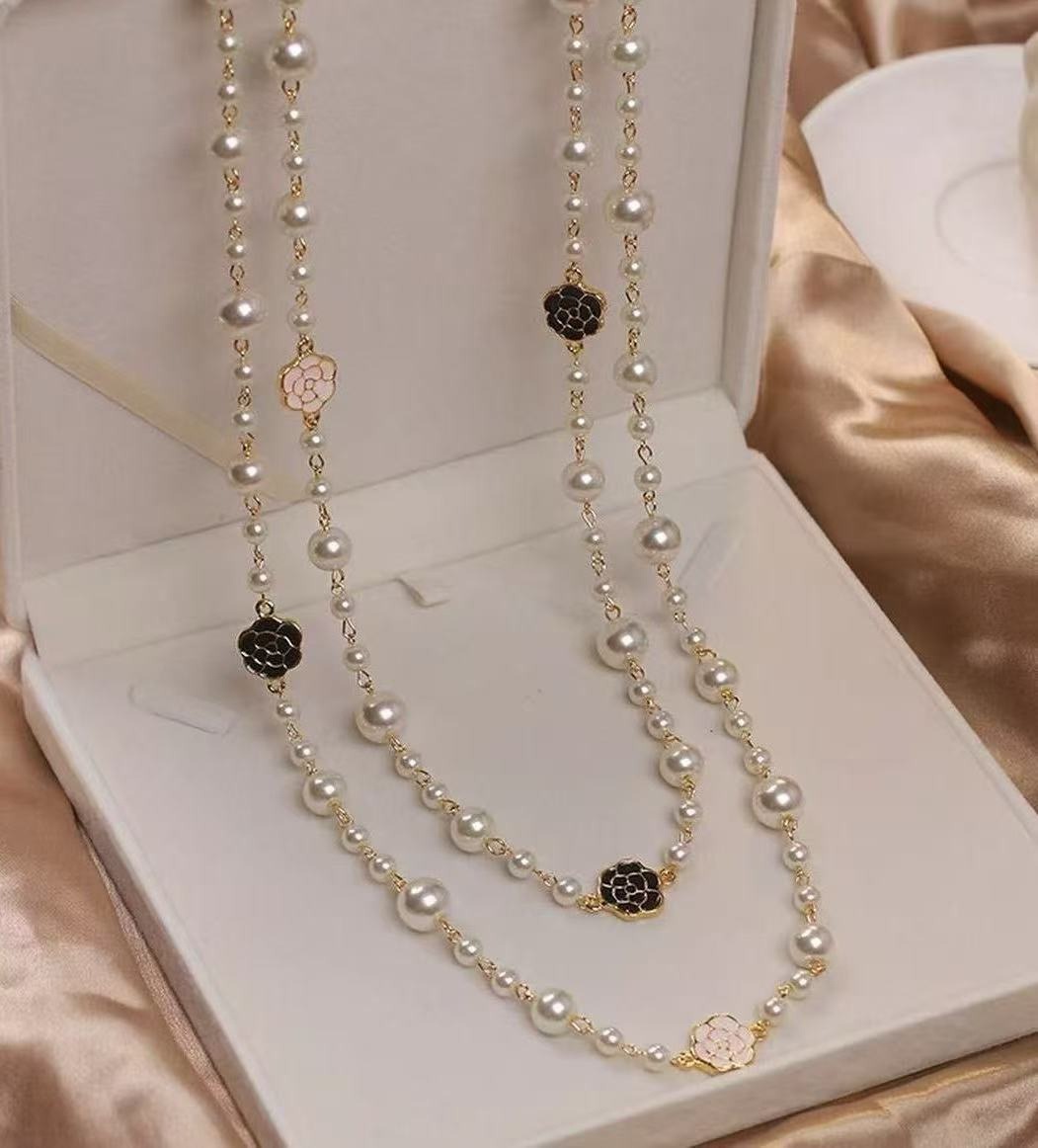 collier vintage sautoir double rangée perles 1