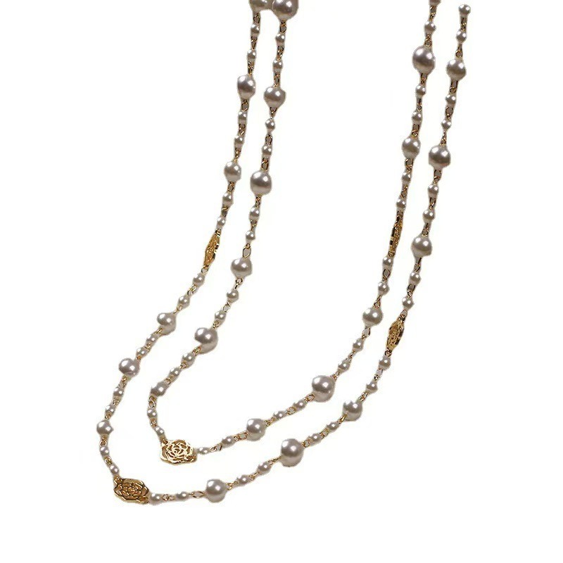 collier vintage sautoir double rangée perles 3