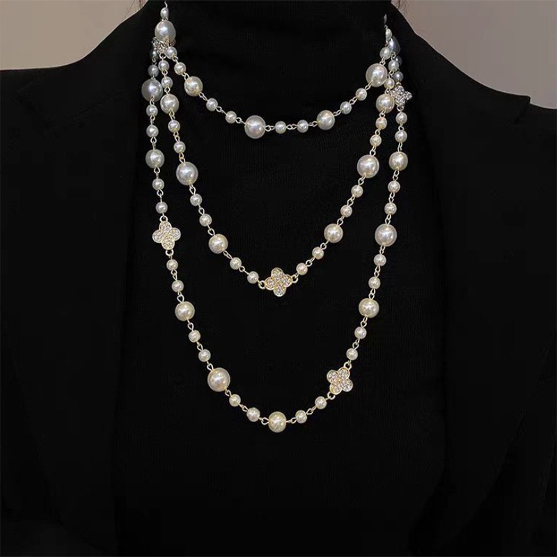 collier vintage sautoir double rangée perles 4