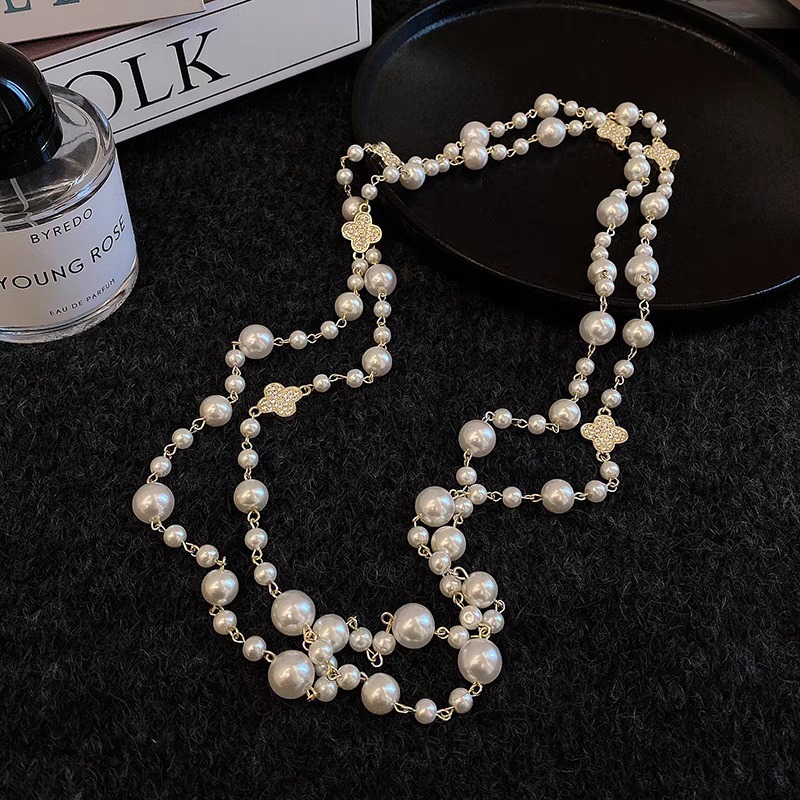 collier vintage sautoir double rangée perles 5