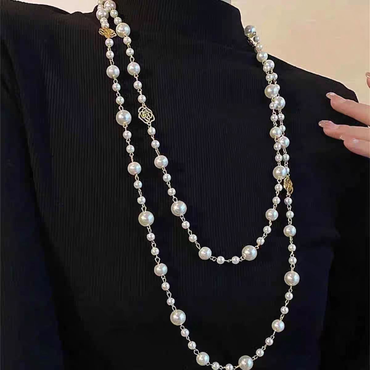 collier vintage sautoir double rangée perles 6