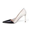 escarpins vernis bicolores talons aiguille noir 1