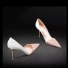 escarpins vernis bicolores talons aiguille nude