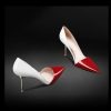 escarpins vernis bicolores talons aiguille rouge