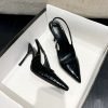 escarpins vernis motif serpent talon ouvert noir