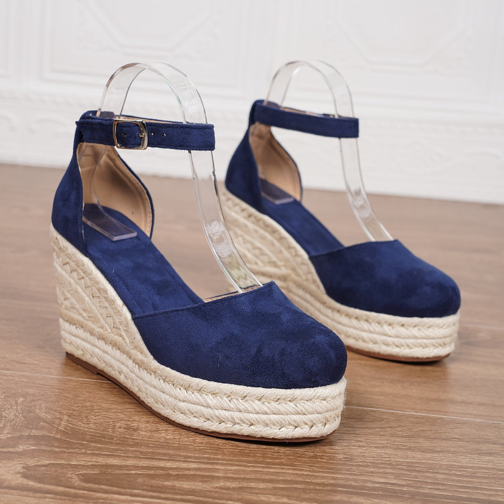 espadrilles à talon compensé bleu
