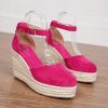 espadrilles à talon compensé fuschia