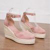 espadrilles à talon compensé rose