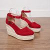 espadrilles à talon compensé rouge