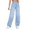 jeans ample pour femme bleu ciel