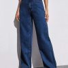 jeans ample pour femme bleu foncé