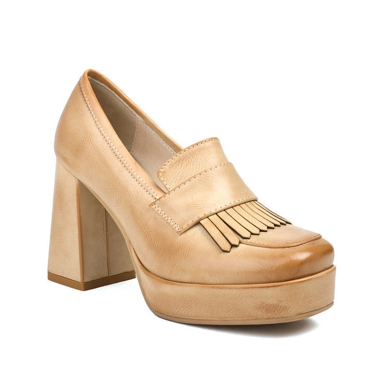 mocassins pour femme à talons beige