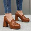 mocassins pour femme à talons moutarde 2