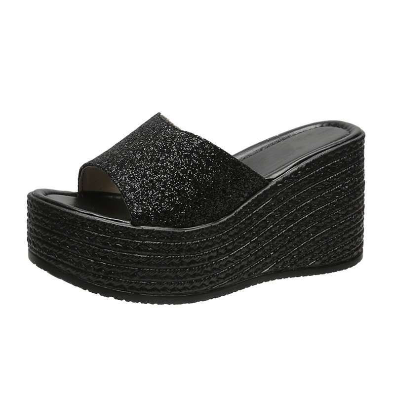 mules femmes compensées noir
