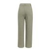 pantalon femme en lin taille haute boutonnée