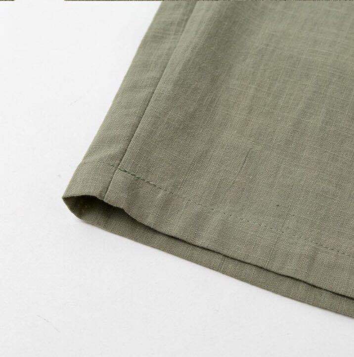 pantalon femme en lin taille haute boutonnée