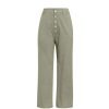 pantalon femme en lin taille haute boutonnée