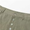 pantalon femme en lin taille haute boutonnée