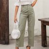 pantalon femme en lin taille haute boutonnée